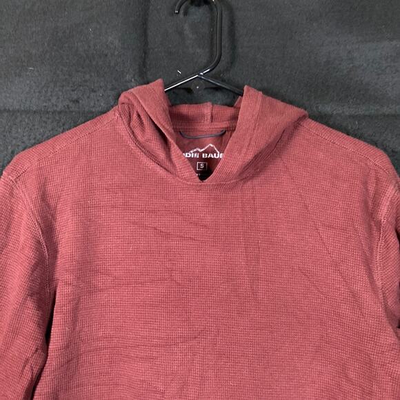 Eddie Bauer Mens Sweater Hoodie Maroon Pullover Henley Cotton Blend Small - Picture 2 of 11